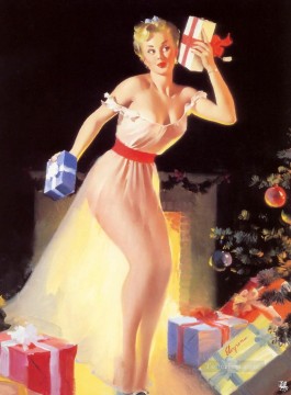  buena Pintura - Una Nochebuena esperando a Papá Noel 1954 pin up